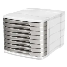 Bloc de classement ISIS 8 tiroirs Dim L29,2 x H24,6 x P38,6 cm Taupe Métallisé