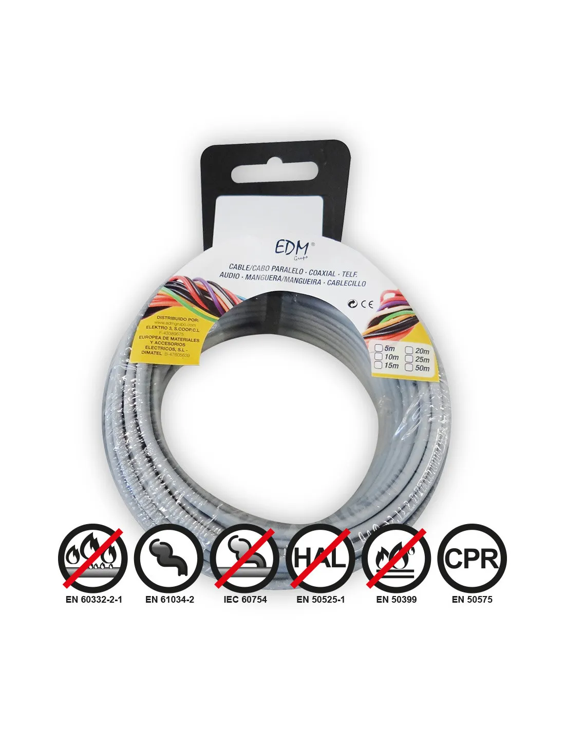 Bobine Fil Électrique Flexible 1,5mm Gris Sans Halogène 5m - 28404
