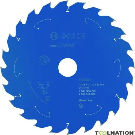 Bosch Bleu Accessoires 2608644520 Lame de scie circulaire carbure Wood Expert pour scies sans fil 216 x 30 x T24