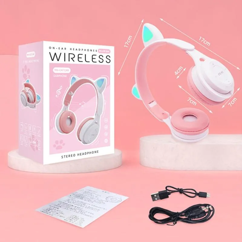 Casque Audio Pliable LED Bluetooth Stéréo Sans Fil