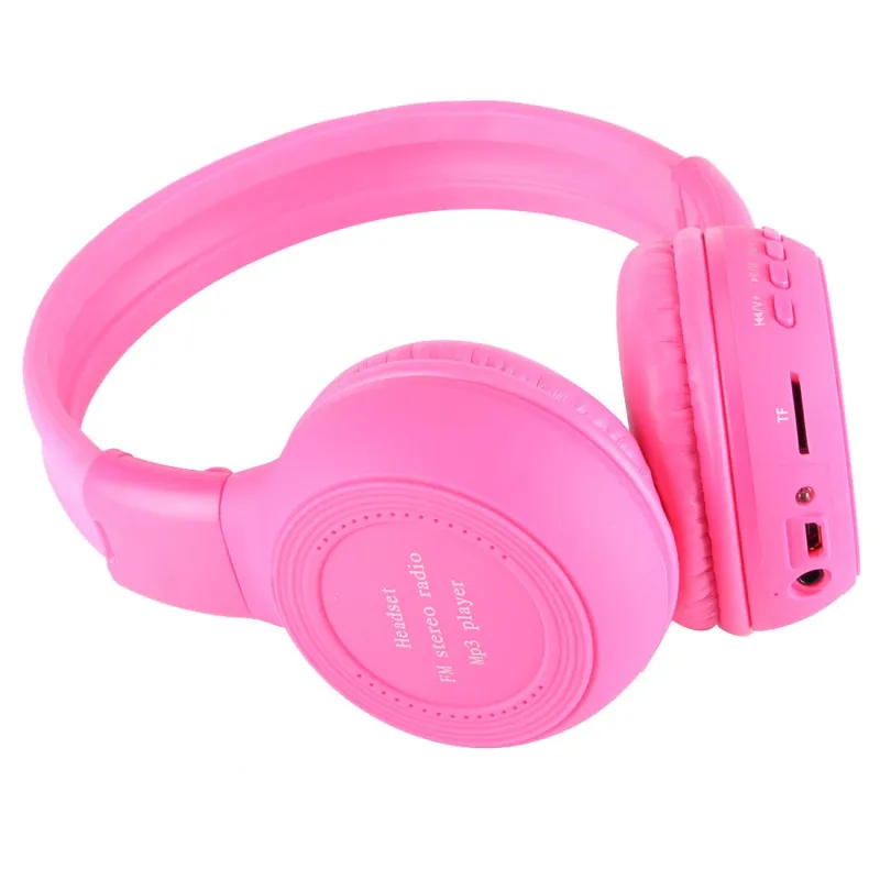 Casque Sans Fil MP3 Audio Stéréo Écran Micro SD LCD rose