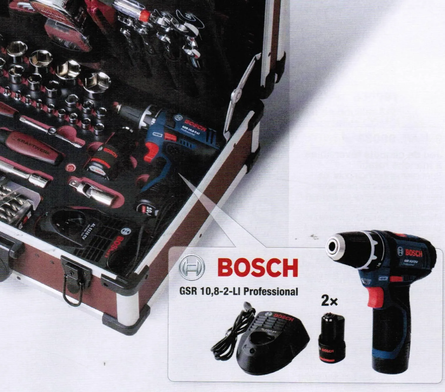 Coffret d'outils KRAFTWERK, 1/4" + 1/2", 264 pces avec perceuse/visseuse sans fil BOSCH 3949