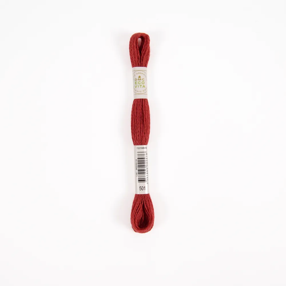 Fil de laine organique à broder Eco Vita 360 coloris 501 rouge -16m