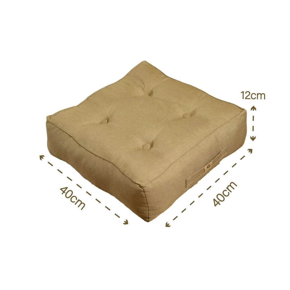 Lot de 2 coussins de sol effet lin 40 x 40 x 12 cm - beige