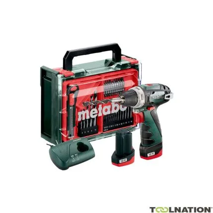Metabo 600080710 PowerMaxx BS Basic Set perceuse sans fil 12V 2x2Ah en coffret plastique avec 41 pièces