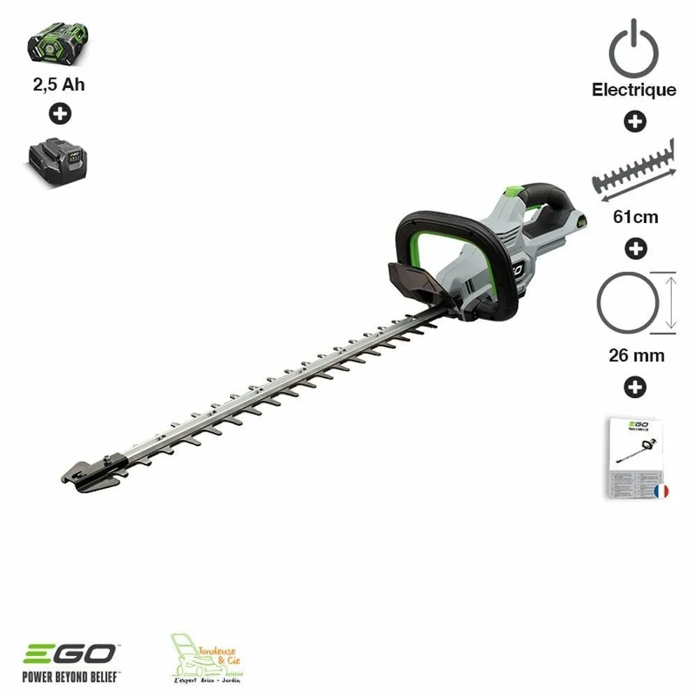 Pack sculpte-haies sans fil batterie et chargeur lame double 60 cm ego ht2410e